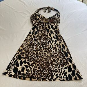 Cache Leopard Y2k Halter Dress Size XS